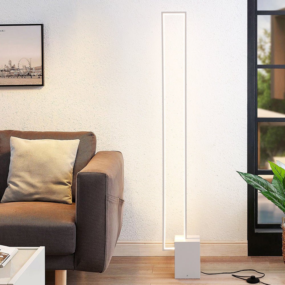 Minimalist Sand Black Floor Lamp Quadriboid Base Square Light Body - Hearth & Lume