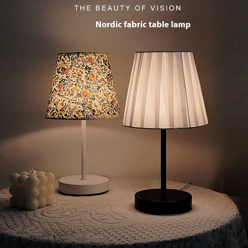 Solid Wood Fabric Iron Lamp Bedroom Bedside Lamp - Hearth & Lume