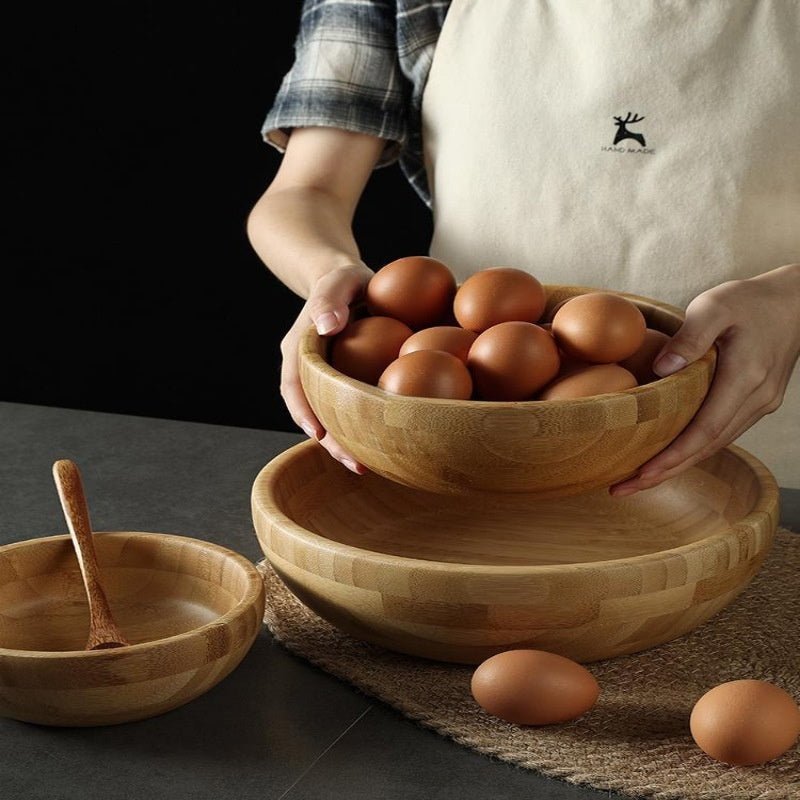 Wooden Dough Basin Thick Bamboo Bowl - Hearth & Lume