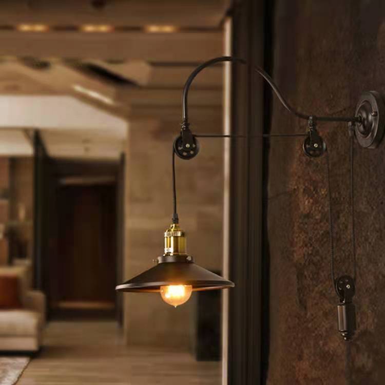 Aisle Wrought Iron Bedside Decoration Retro Industrial Style Wall Lamp - Hearth & Lume