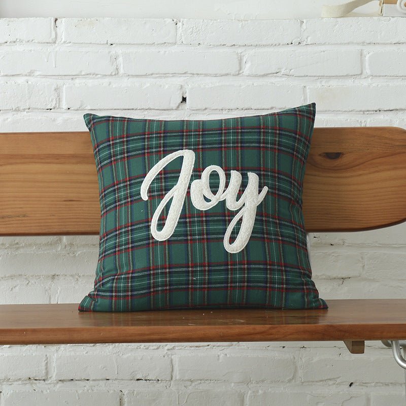 Polyester - cotton Canvas Christmas Green Plaid Pillow Cover - Hearth & Lume