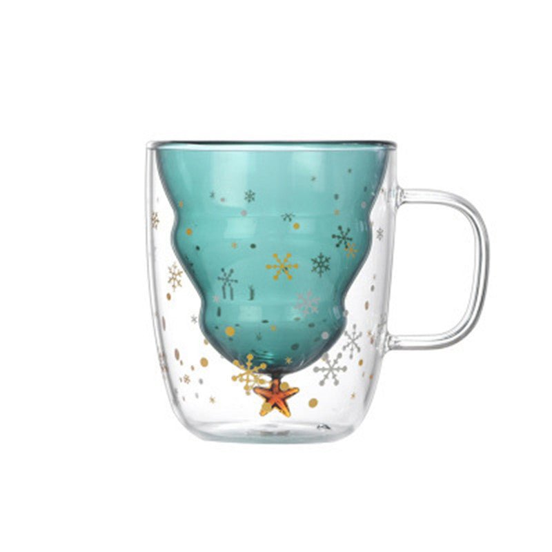 Double Heat Resistant Glass Coffee Cup Christmas Tree With Handle And Lid - Hearth & Lume