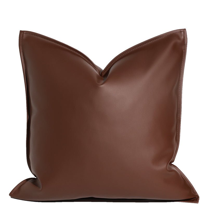 Nordic Style Solid Leather Living Room Sofa Pillow Bed Waist Support - Hearth & Lume