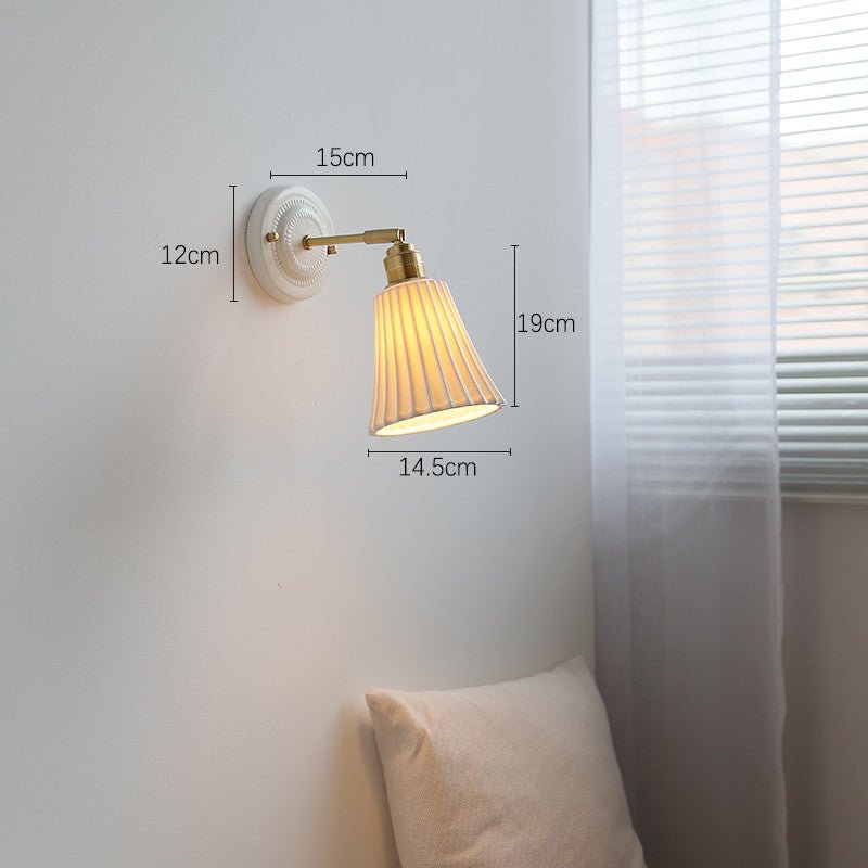 Ceramic Nordic Bedroom Bedside Full Copper Wall Lamp - Hearth & Lume