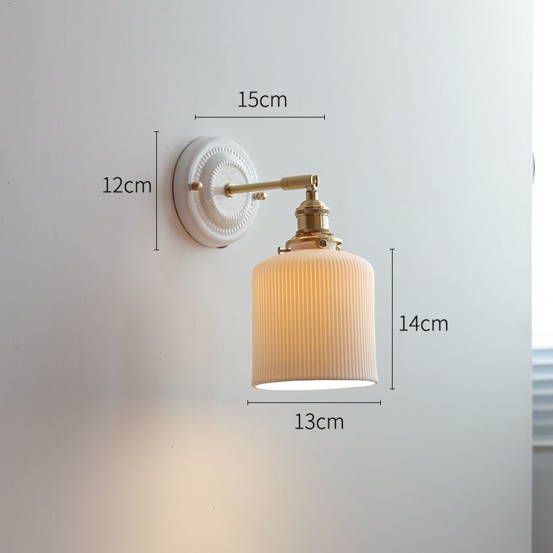 Ceramic Nordic Bedroom Bedside Full Copper Wall Lamp - Hearth & Lume