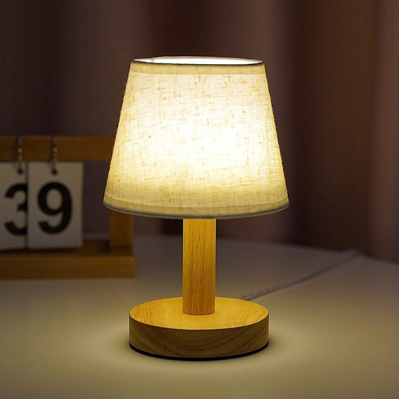 Creative Solid Wood Fabric Usb Bedroom Bedside Lamp - Hearth & Lume