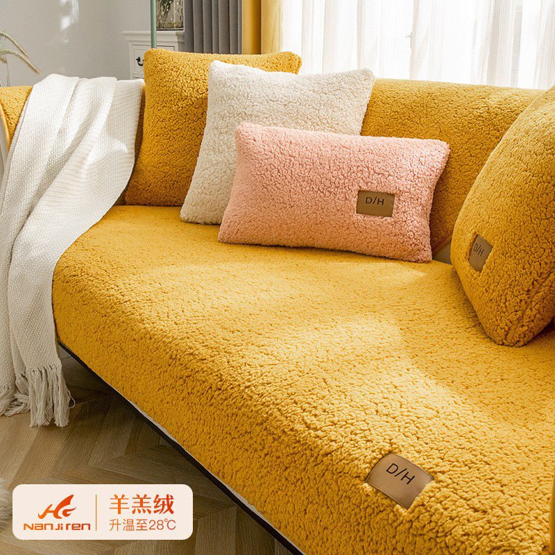 Thickened Fleece Non - slip Lambswool Sofa Cushion - Hearth & Lume