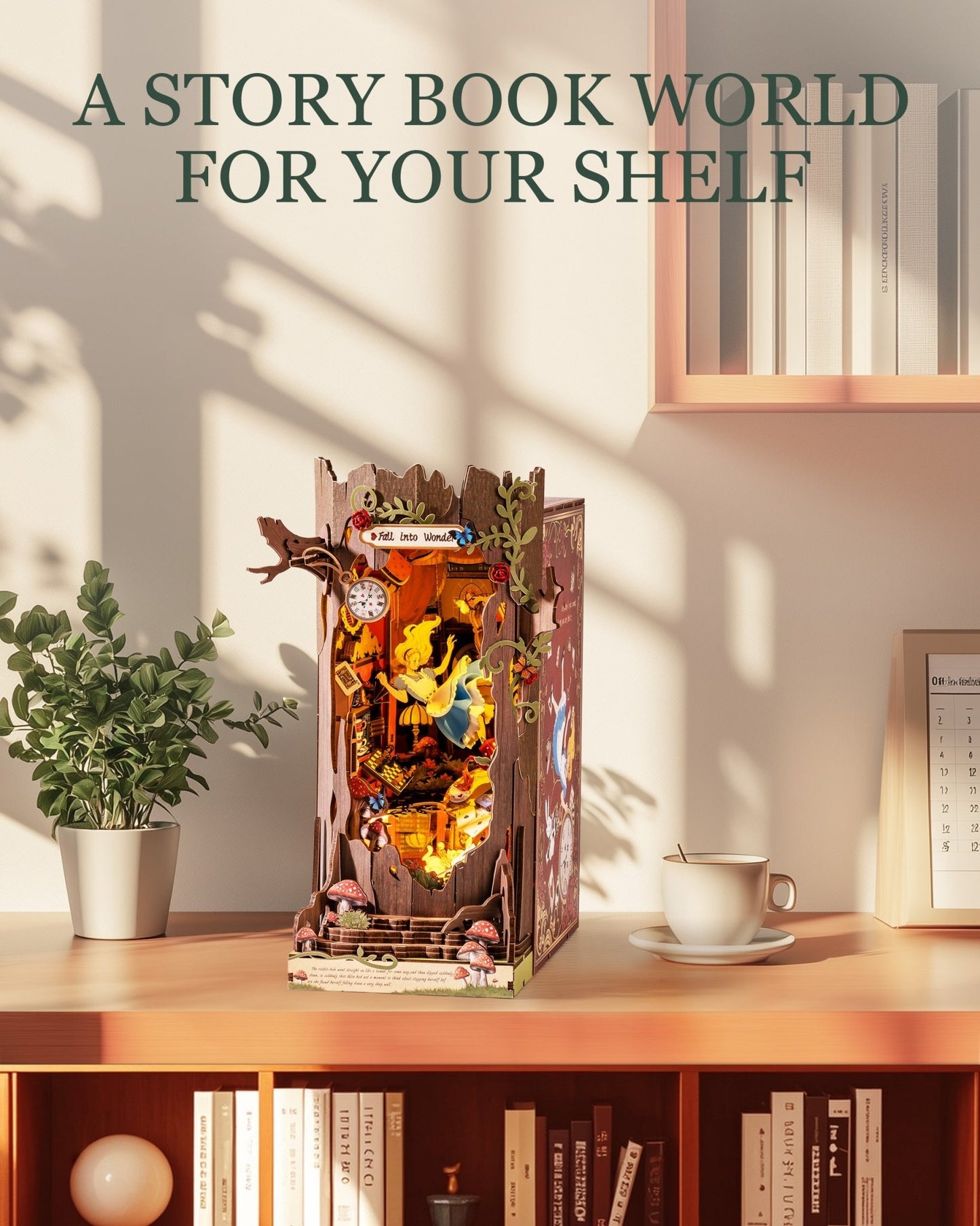 ROBOTIME DIY Book Nook Kit - 3D Miniature House Diorama With LED Light - Hearth & Lume