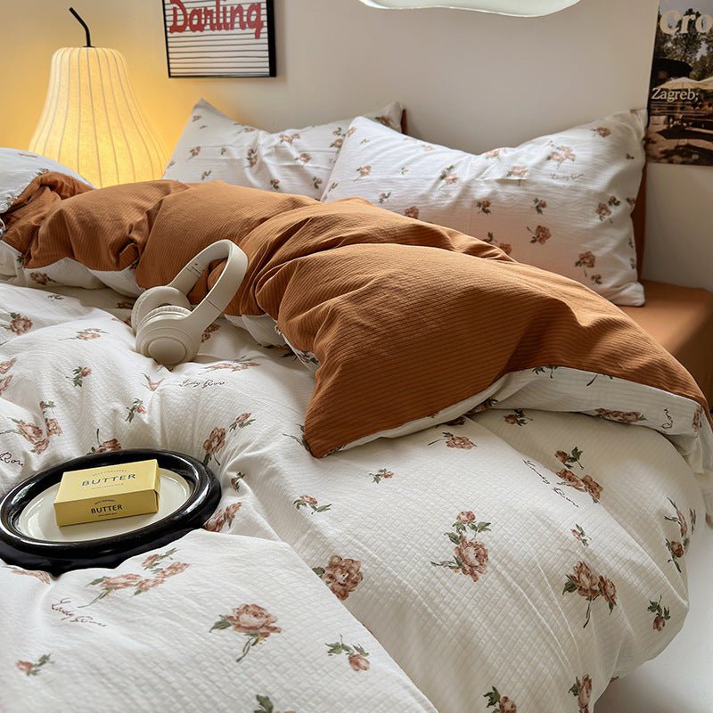 Chemical Fiber Washed Brushed Three - piece Bedding Set - Hearth & Lume