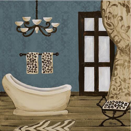 Modern Retro Bathroom Canvas Painting Mural Poster Wall - Hearth & Lume