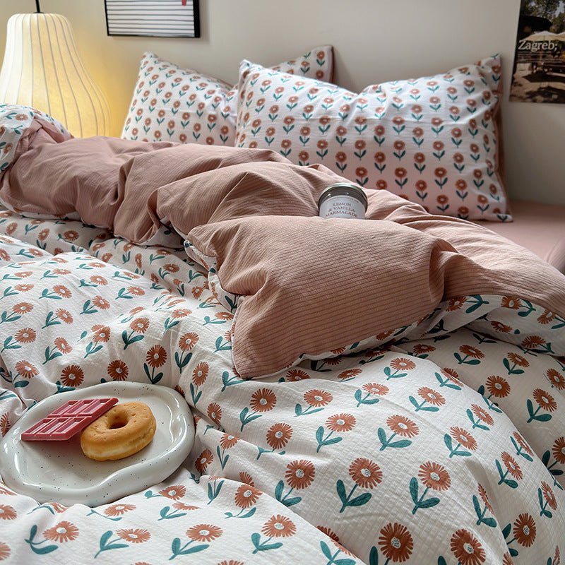 Chemical Fiber Washed Brushed Three - piece Bedding Set - Hearth & Lume