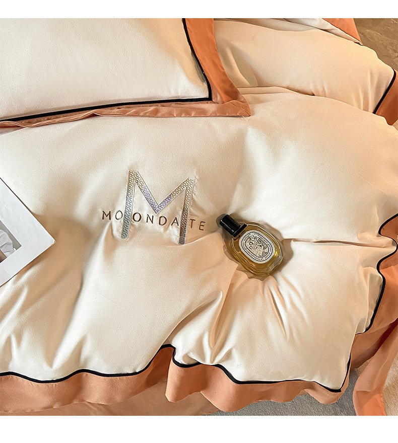 Light Luxury Brushed Four - piece Set Advanced Embroidery Cotton - Hearth & Lume