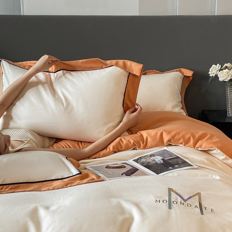 Light Luxury Brushed Four - piece Set Advanced Embroidery Cotton - Hearth & Lume