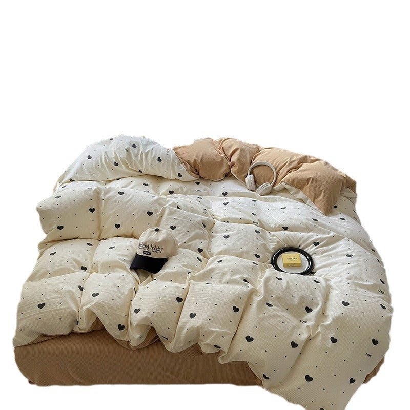 Chemical Fiber Washed Brushed Three - piece Bedding Set - Hearth & Lume