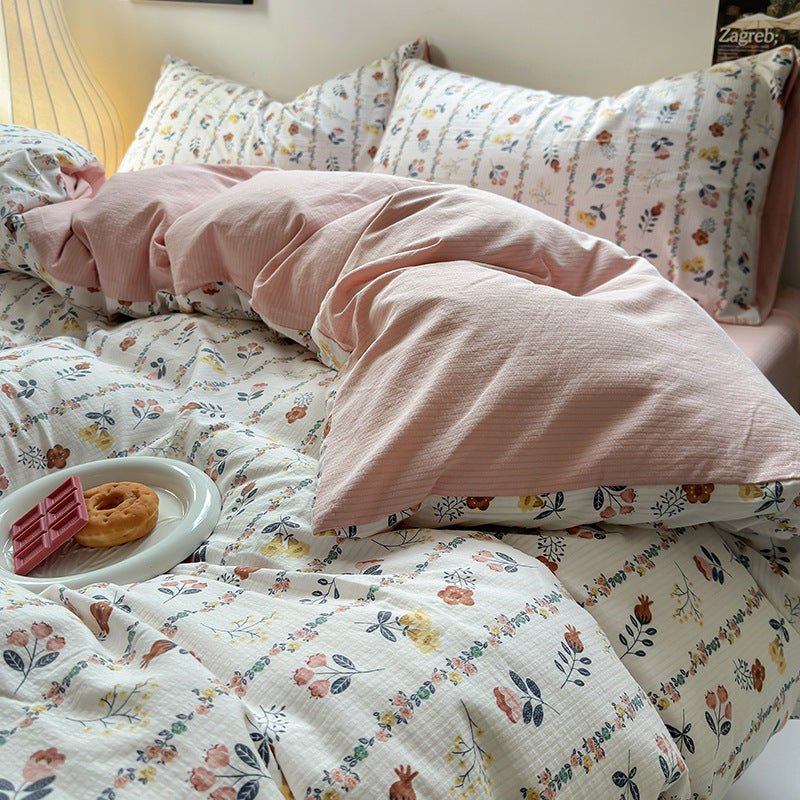 Chemical Fiber Washed Brushed Three - piece Bedding Set - Hearth & Lume