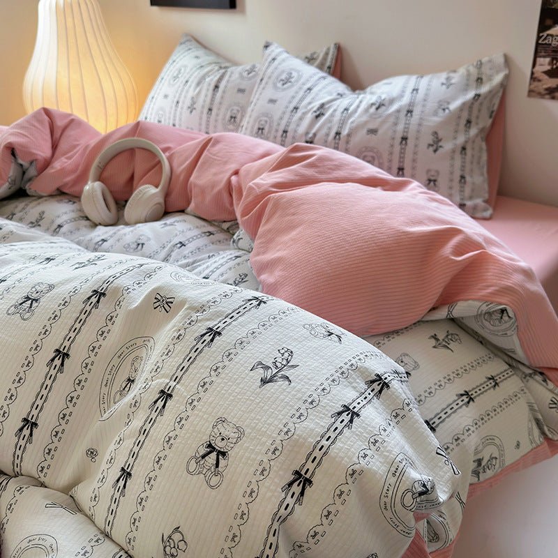 Chemical Fiber Washed Brushed Three - piece Bedding Set - Hearth & Lume