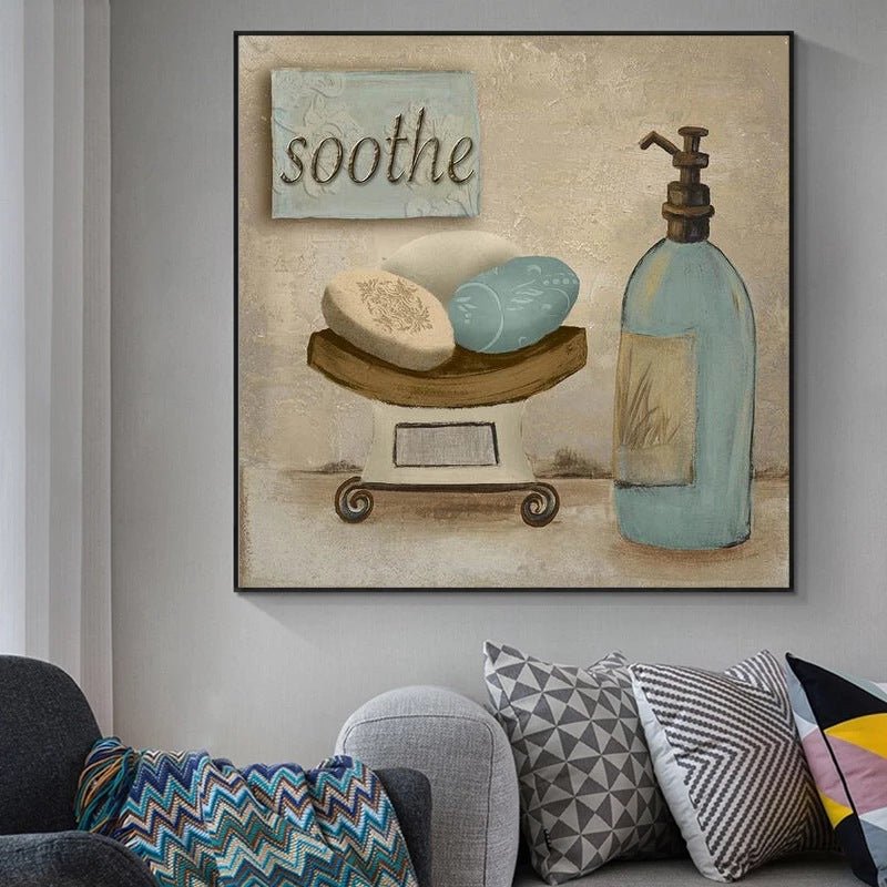 Modern Retro Bathroom Canvas Painting Mural Poster Wall - Hearth & Lume