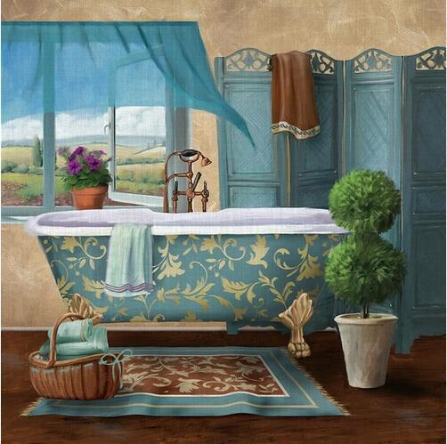 Modern Retro Bathroom Canvas Painting Mural Poster Wall - Hearth & Lume