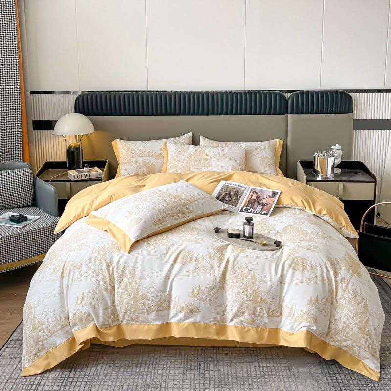 Light Luxury Brushed Four - piece Set Advanced Embroidery Cotton - Hearth & Lume