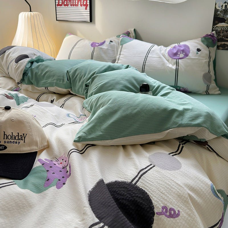 Chemical Fiber Washed Brushed Three - piece Bedding Set - Hearth & Lume