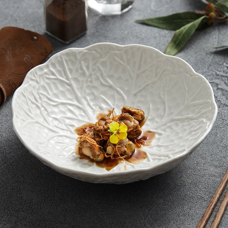 Ceramic Cabbage Noodle Bowl Soup Bowl Household High - grade Irregular - Hearth & Lume