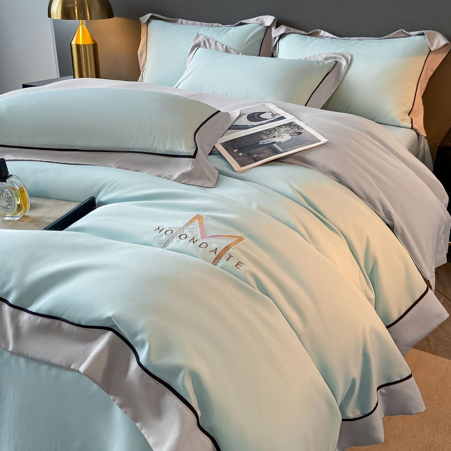 Light Luxury Brushed Four - piece Set Advanced Embroidery Cotton - Hearth & Lume