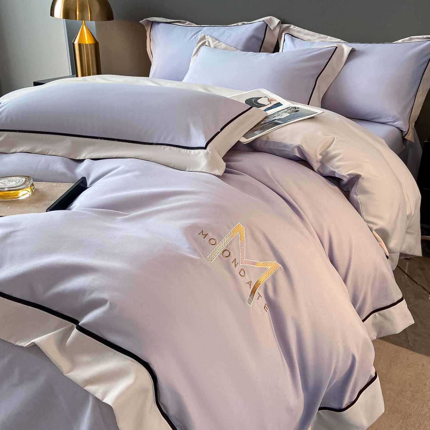 Light Luxury Brushed Four - piece Set Advanced Embroidery Cotton - Hearth & Lume