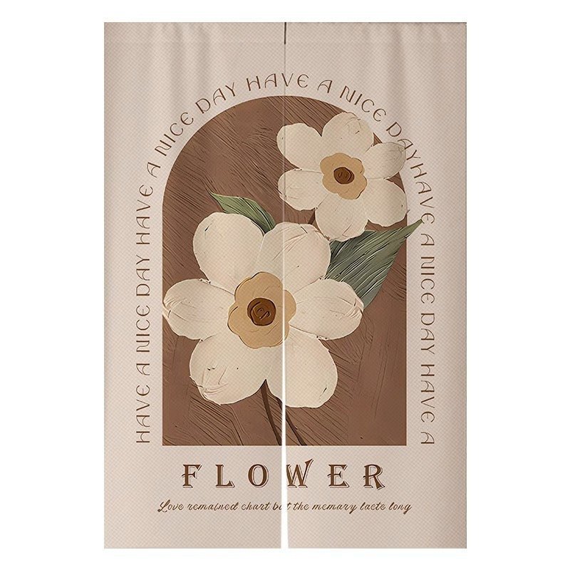 Cream Flowers Simple Door Curtain Bathroom Windshield - Hearth & Lume