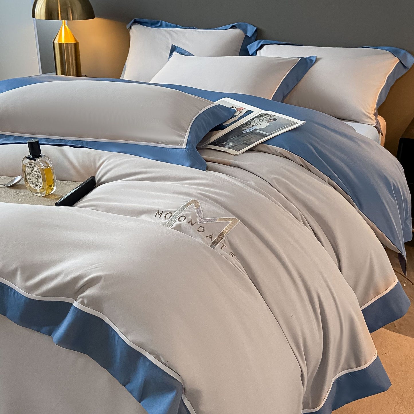 Light Luxury Brushed Four - piece Set Advanced Embroidery Cotton - Hearth & Lume