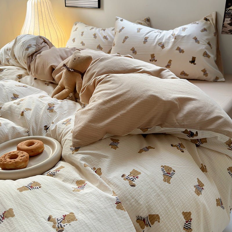 Chemical Fiber Washed Brushed Three - piece Bedding Set - Hearth & Lume