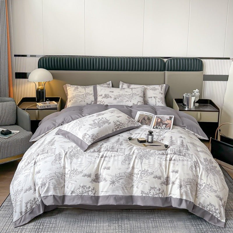 Light Luxury Brushed Four - piece Set Advanced Embroidery Cotton - Hearth & Lume