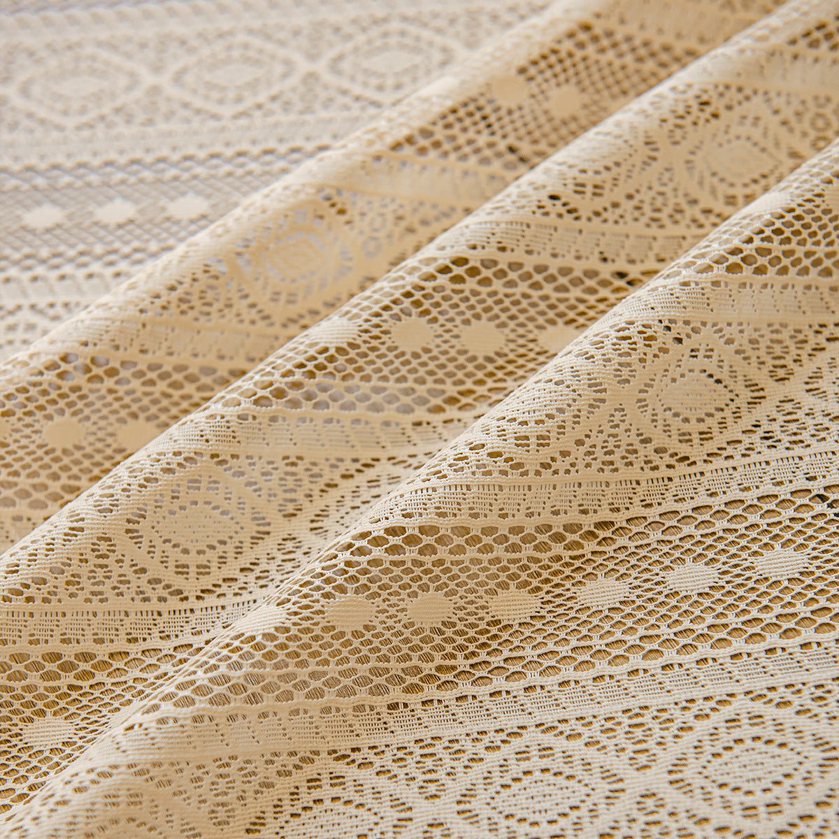 Wood Color Lace Mesh Curtains Living Room Bedroom - Hearth & Lume