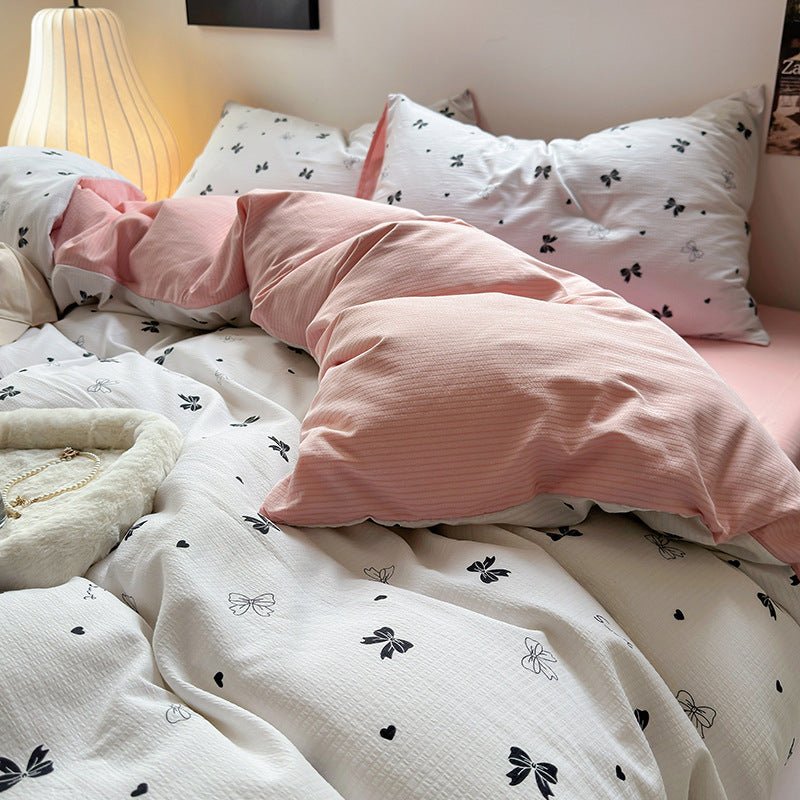 Chemical Fiber Washed Brushed Three - piece Bedding Set - Hearth & Lume