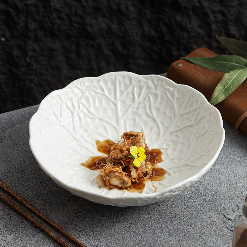 Ceramic Cabbage Noodle Bowl Soup Bowl Household High - grade Irregular - Hearth & Lume