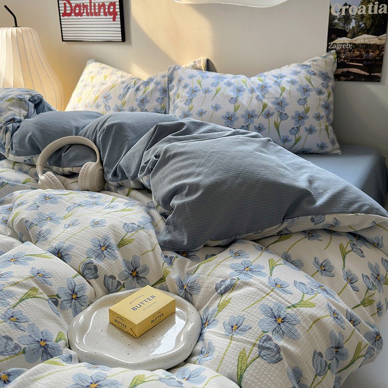 Chemical Fiber Washed Brushed Three - piece Bedding Set - Hearth & Lume