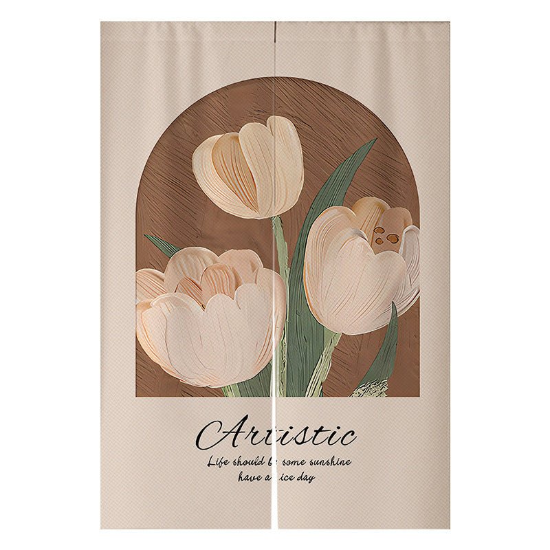 Cream Flowers Simple Door Curtain Bathroom Windshield - Hearth & Lume