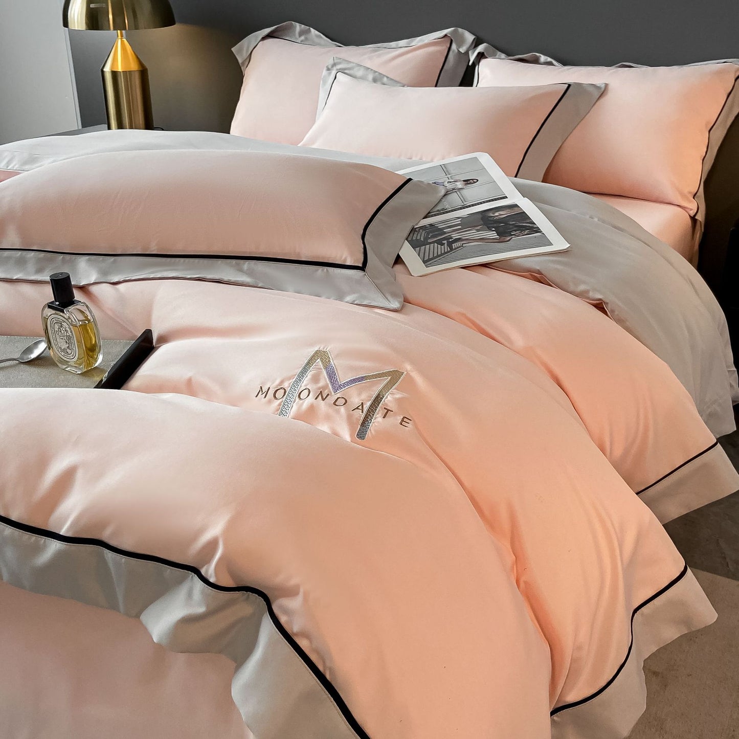 Light Luxury Brushed Four - piece Set Advanced Embroidery Cotton - Hearth & Lume