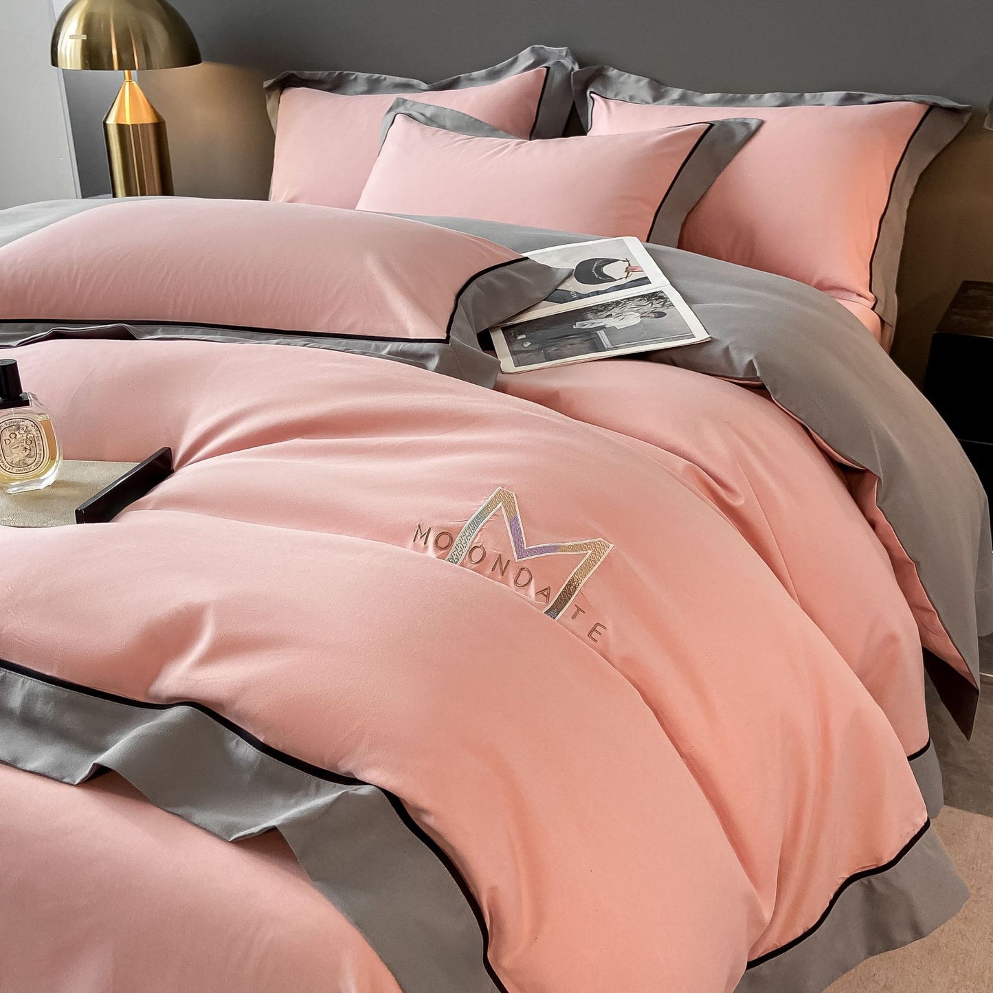 Light Luxury Brushed Four - piece Set Advanced Embroidery Cotton - Hearth & Lume