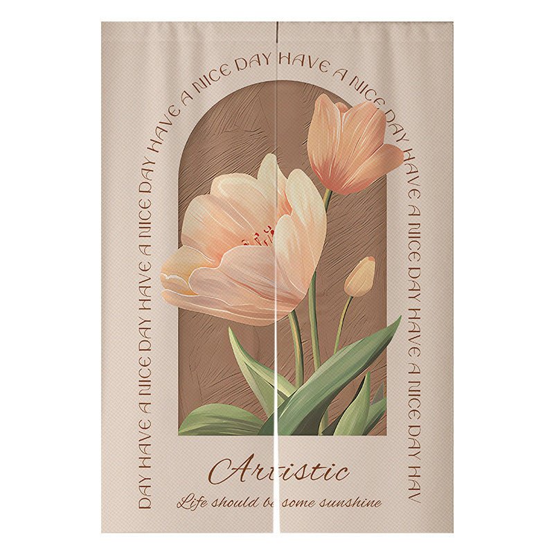 Cream Flowers Simple Door Curtain Bathroom Windshield - Hearth & Lume