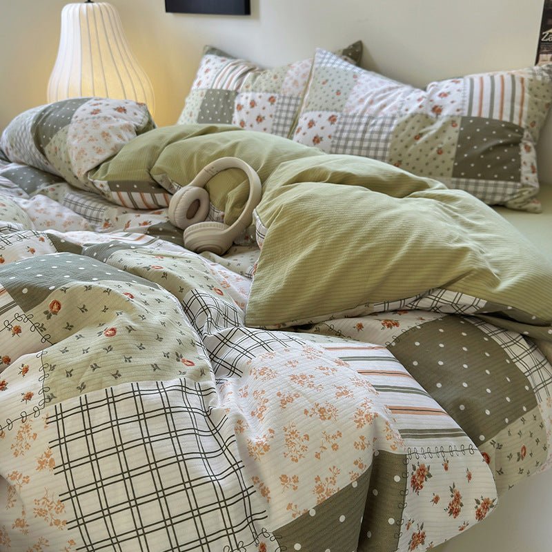 Chemical Fiber Washed Brushed Three - piece Bedding Set - Hearth & Lume
