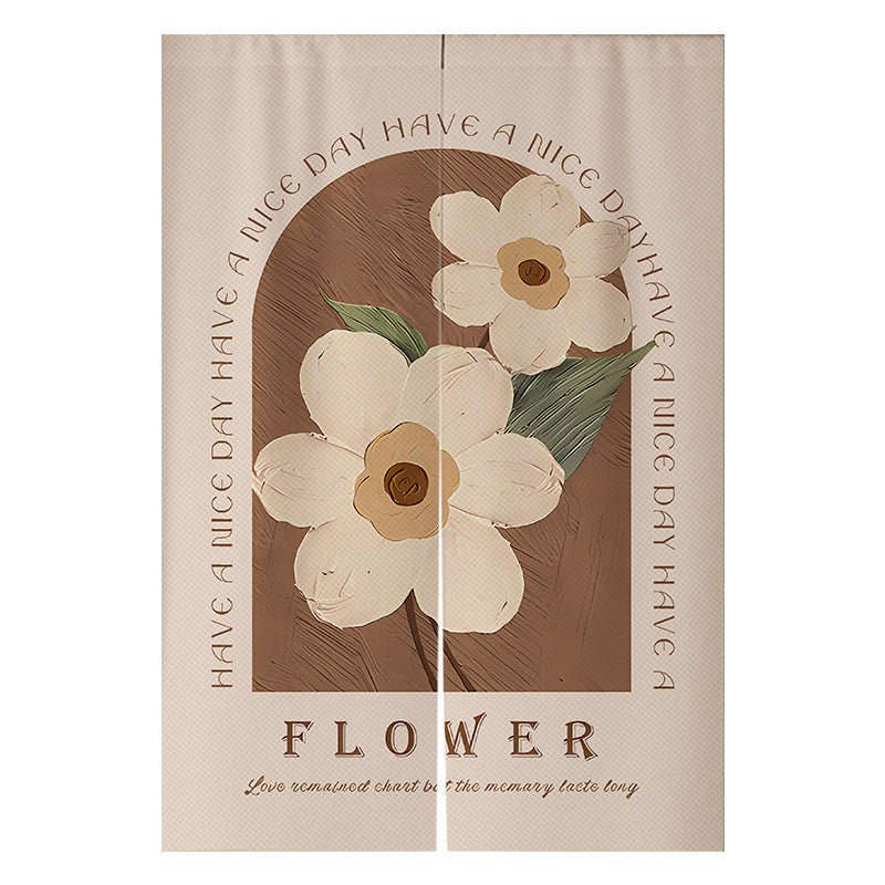 Cream Flowers Simple Door Curtain Bathroom Windshield - Hearth & Lume