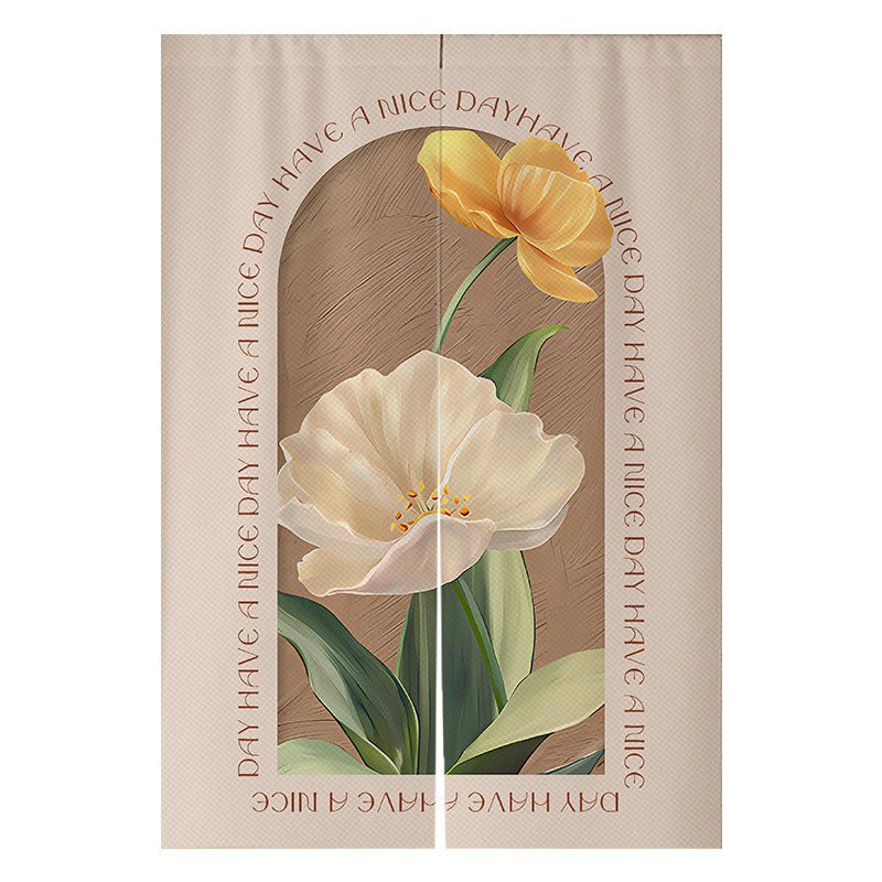 Cream Flowers Simple Door Curtain Bathroom Windshield - Hearth & Lume