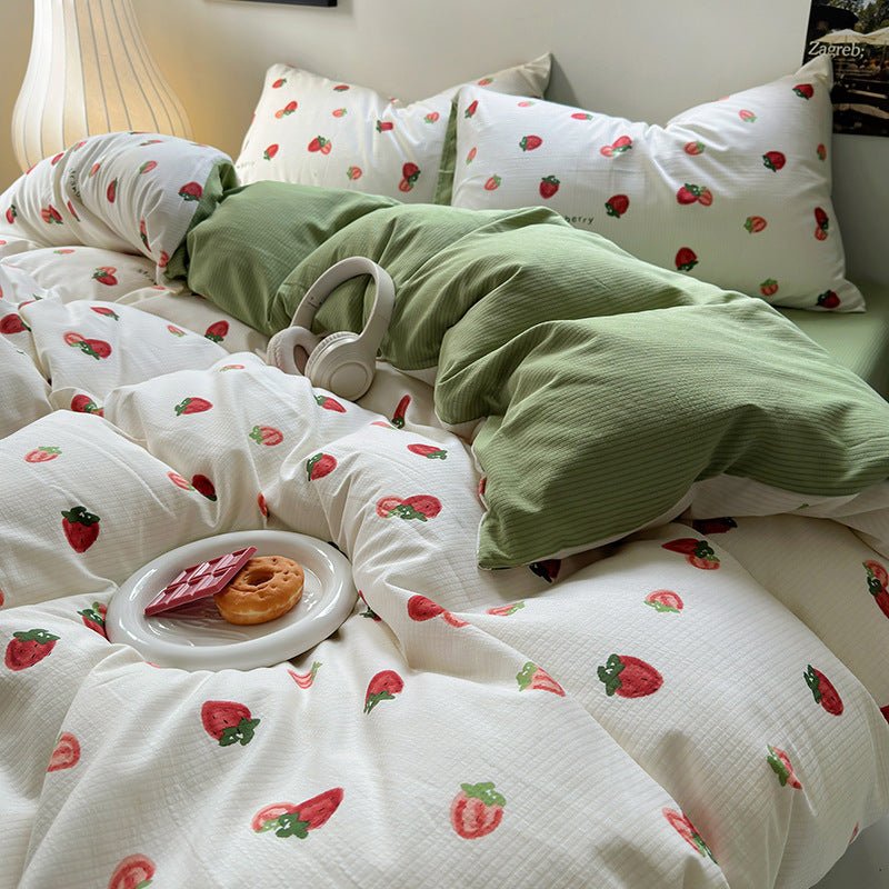 Chemical Fiber Washed Brushed Three - piece Bedding Set - Hearth & Lume