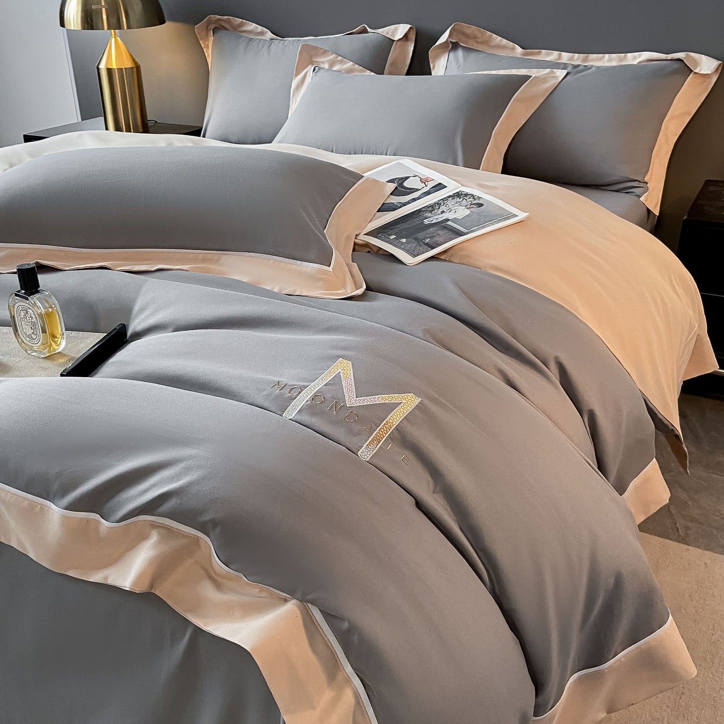 Light Luxury Brushed Four - piece Set Advanced Embroidery Cotton - Hearth & Lume