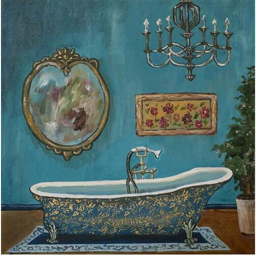 Modern Retro Bathroom Canvas Painting Mural Poster Wall - Hearth & Lume