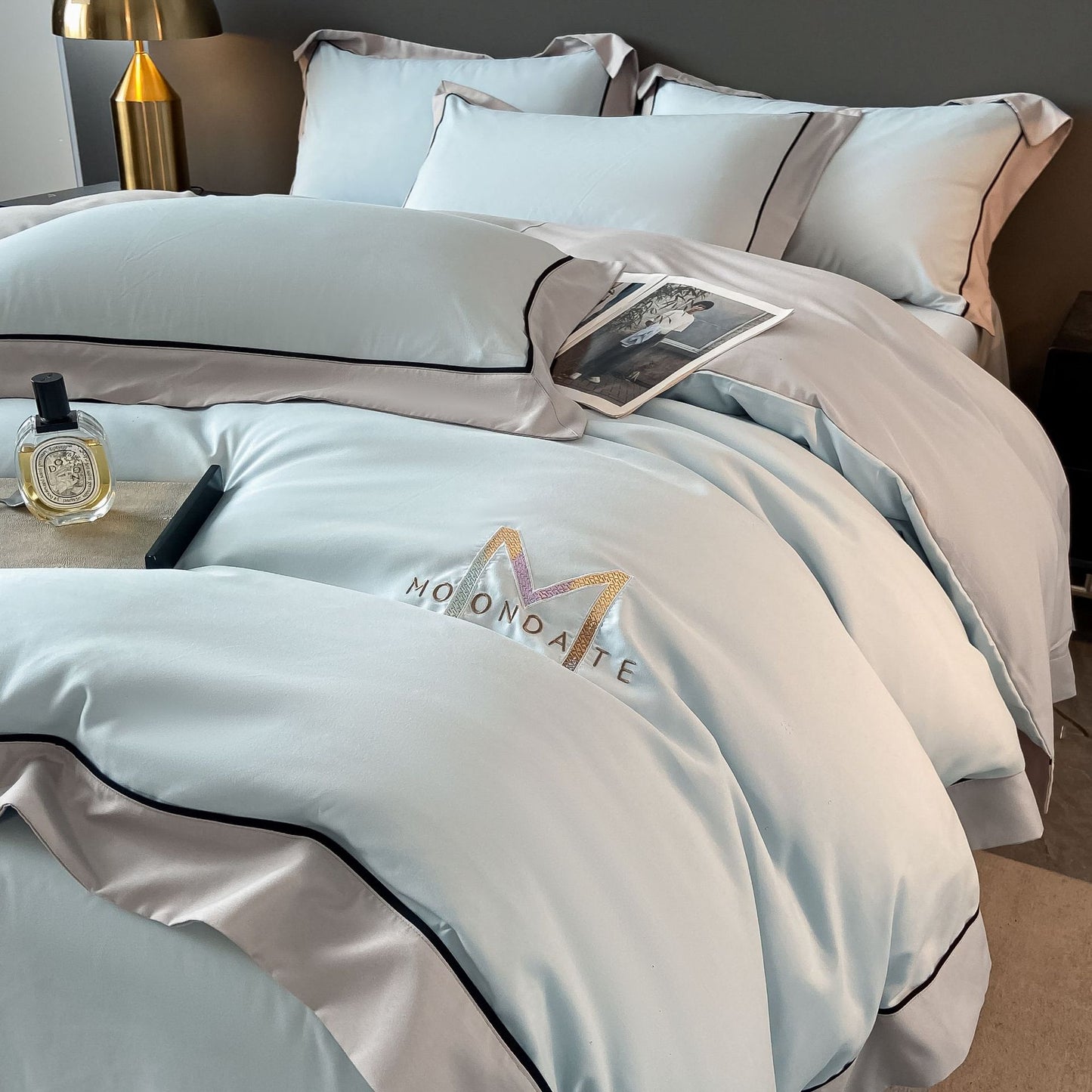 Light Luxury Brushed Four - piece Set Advanced Embroidery Cotton - Hearth & Lume