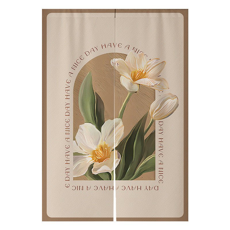 Cream Flowers Simple Door Curtain Bathroom Windshield - Hearth & Lume