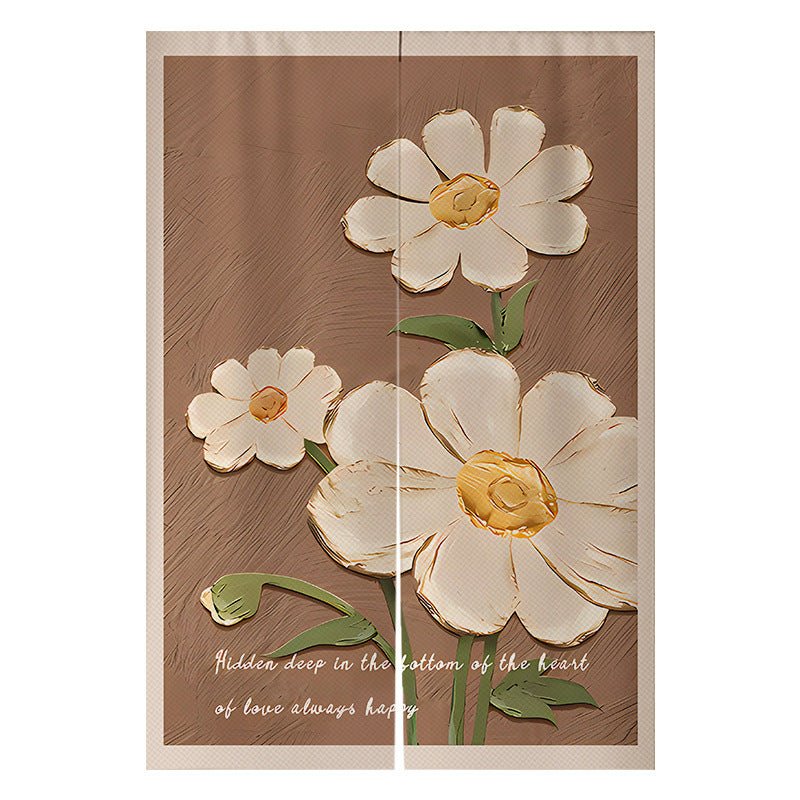 Cream Flowers Simple Door Curtain Bathroom Windshield - Hearth & Lume