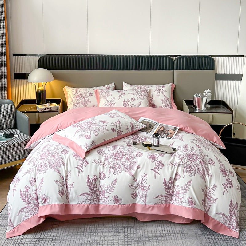Light Luxury Brushed Four - piece Set Advanced Embroidery Cotton - Hearth & Lume