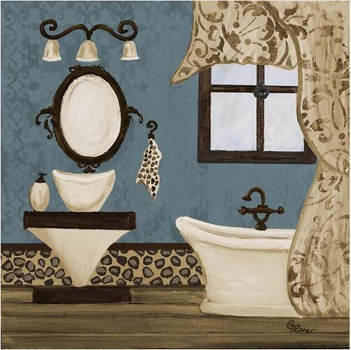 Modern Retro Bathroom Canvas Painting Mural Poster Wall - Hearth & Lume
